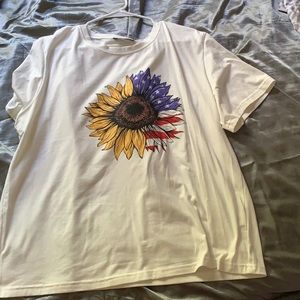 american flag sunflower tee